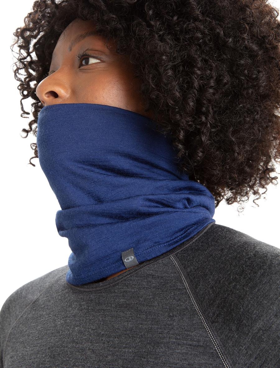 Men's Icebreaker Unisex Merino Flexi Chute Scarves Royal Navy | CA 1876QMAZ